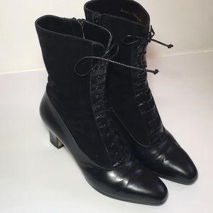 Salvatore Ferragamo Leather Suede Side ZIP Boot